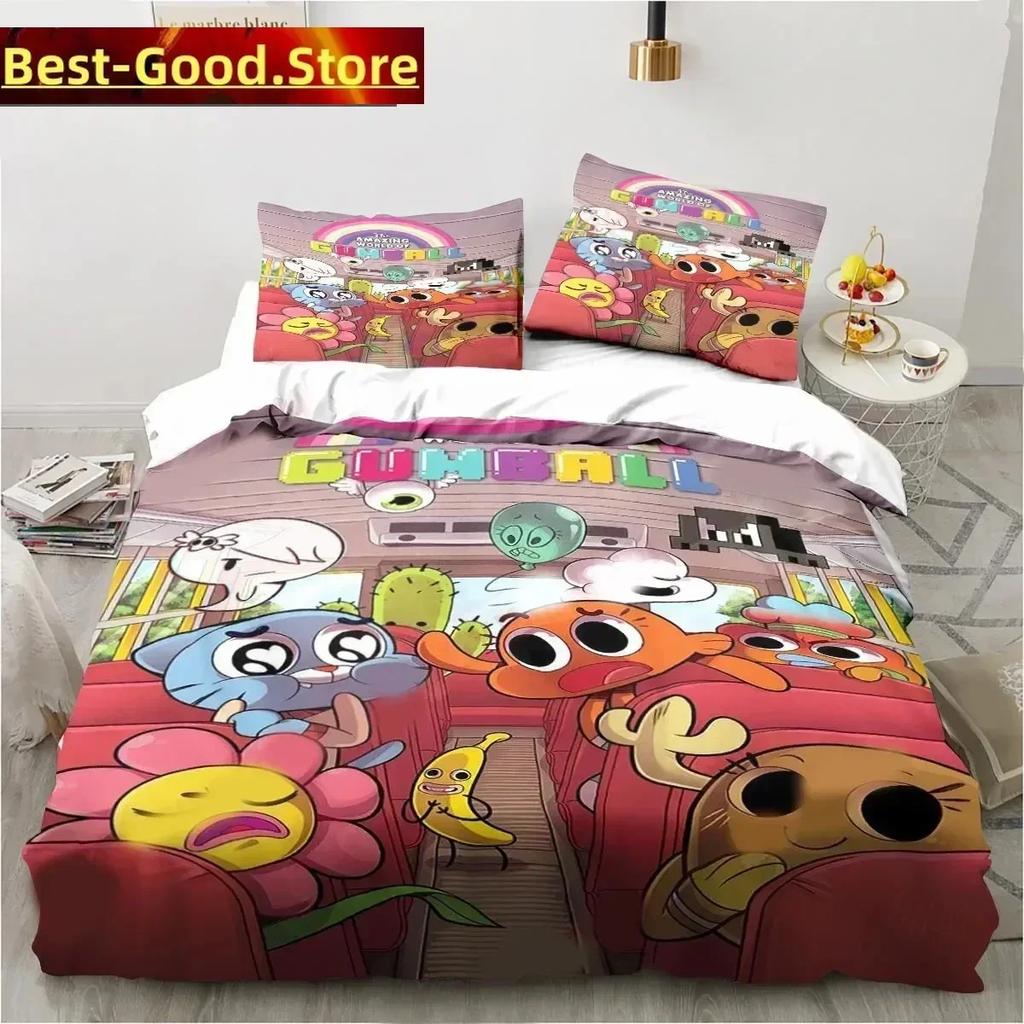 Cartoon The Amazing World Bedding Set Gumball Boys Girls Twin Queen King Size Duvet Cover Pillowcase Bed boys Adult