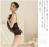 Babydoll Sexy Lingerie Slip Sexy Shorts Set Back Showing Ruffle Hem Transparent Competition Underwear Camisole Nightgown 2087 black L [SARADEMUNT]