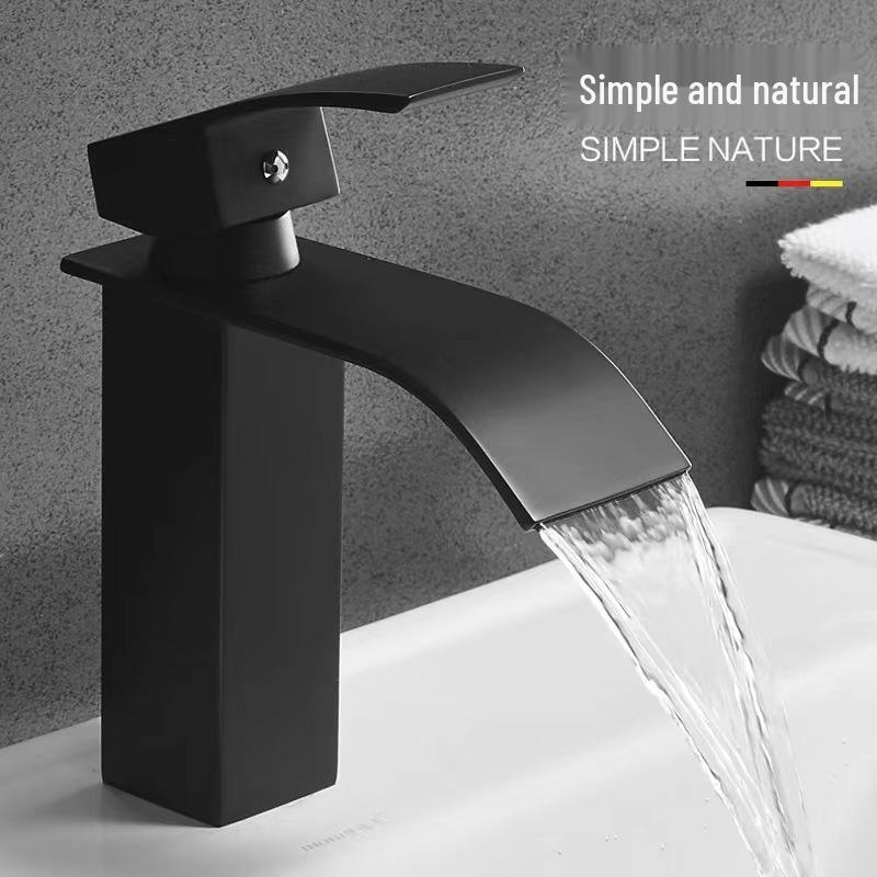 TLXT Gold Short Waterfall Basin Faucet