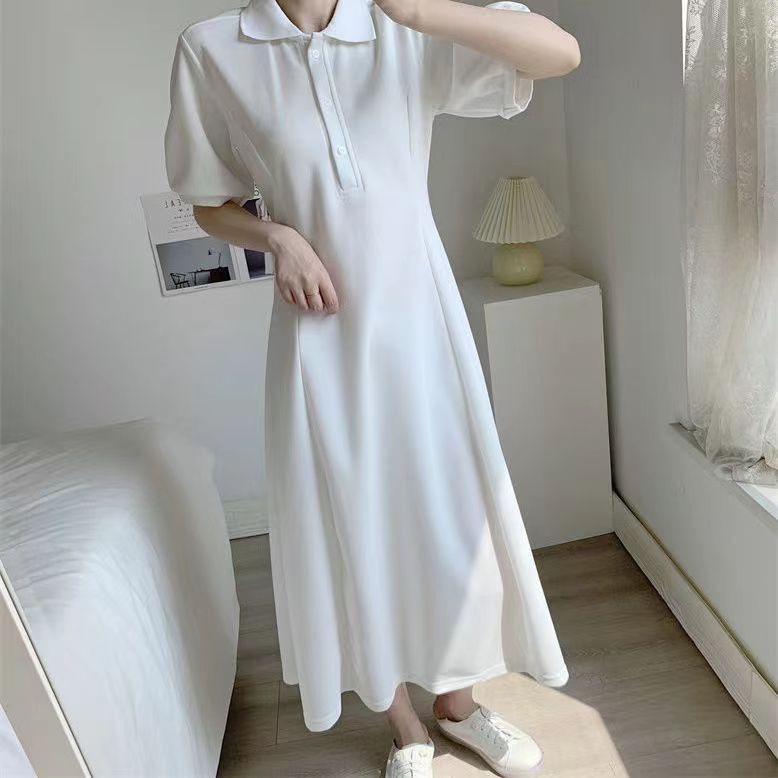 2025 Spring/Summer French Casual Plus Size Polo Neck Slimming T-shirt Dress
