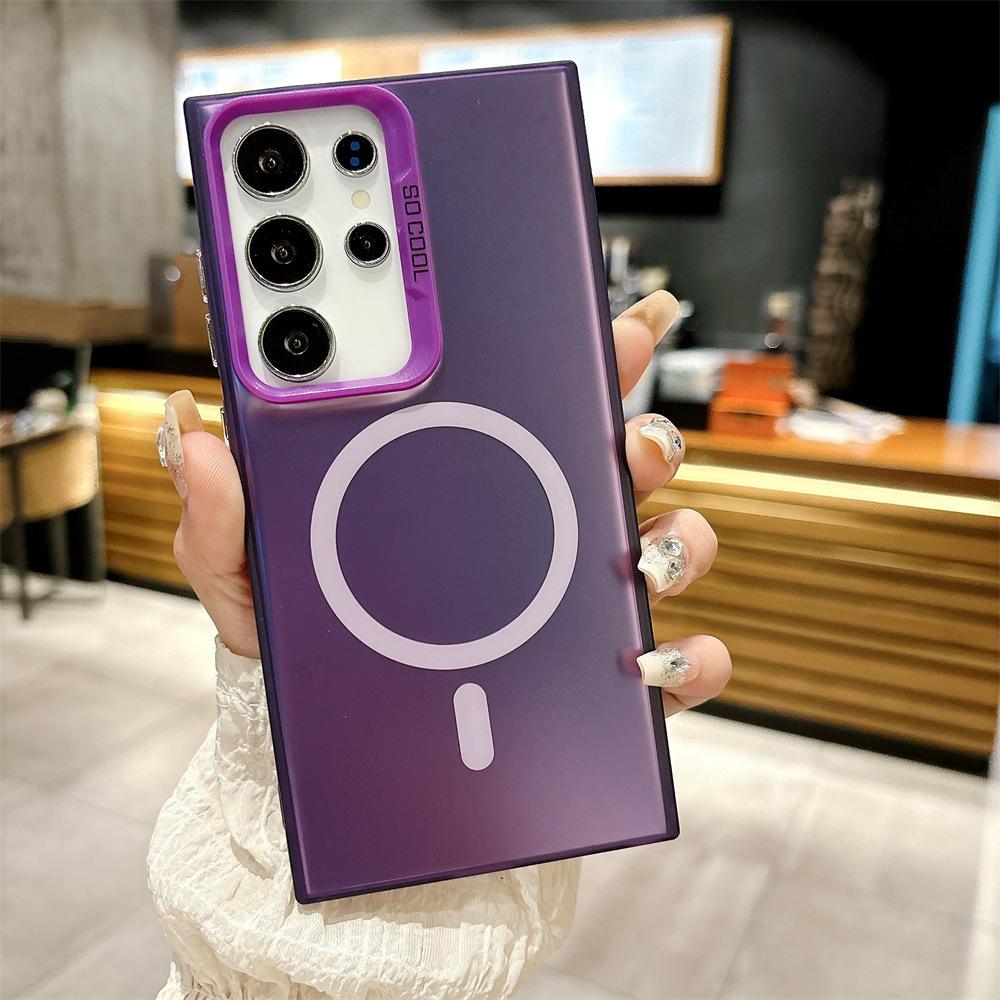 Matte Colorful Sliver Magnetic Phone Case for iPhone 11 12 13 14 15 16 Samsung S20FE S21 S22 S23 S24 S25 TPU Soft Silicone Shockproof Hard Back Cover