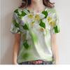 Round Neck Short Sleeved Top, Women's Floral Printed T-shirt