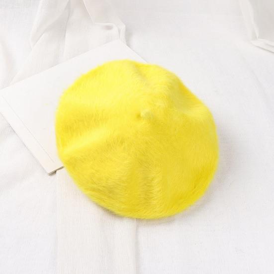 Women Painter Hat Solid Color Octagonal Dome Top Beret Hat Autumn Winter Warm Plush Hat Fashion Accessories