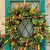 Texas Wildflower Cross Spring Wreath - Front Door Hanging Ornament with Artificial Plants