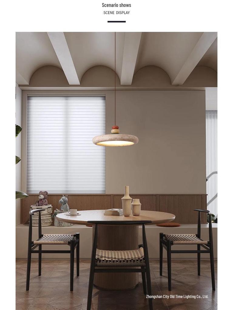 Wabi-Sabi Retro Yellow Travertine Chandelier, 2024 New Design for Dining Room or Bar Counter