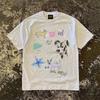 Pure Cotton 3a260g Double Thread Loose Fit Short Sleeve Tshirt Unisex Breathable Comfortable American Retro Style Printed Top