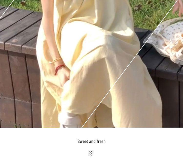 Yellow Fairy Flutter Sleeve Summer Dress for Girls - Slimming Mid-Length
