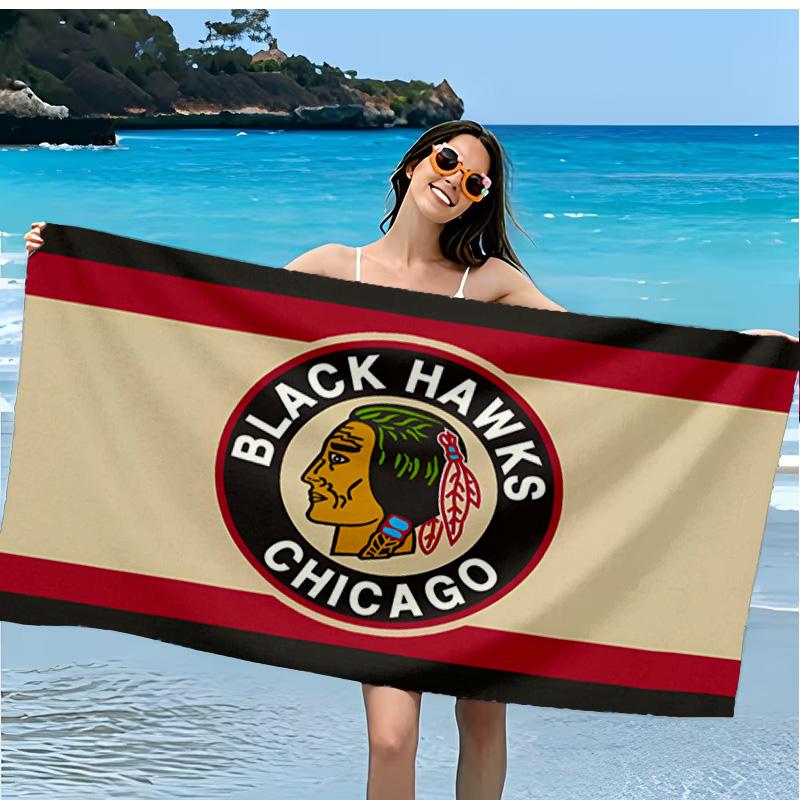 Blackhawks Microfiber Beach Towel, Soft And Absorbent, Quick-Dry, Ideal for Summer Travel, Beach Essential, Swimming Pool Gifts