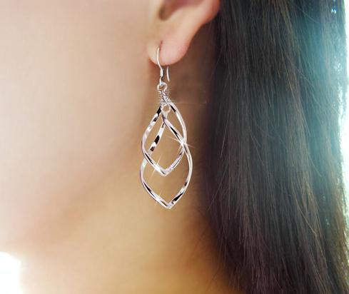 Fashion Gold Silver Double Loop Drop Earrings For Women Long Wave Dangle Earrings High Quality Statement Wedding Jewelry
