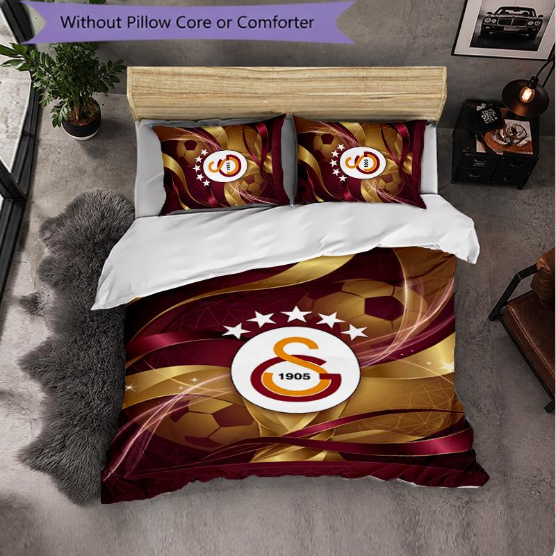 Biancheria da letto a tema Galatasaray FC Set 3 Pezzi Copripiumino Biancheria da letto decorativa per camera da letto per adolescenti Decorazione per la casa