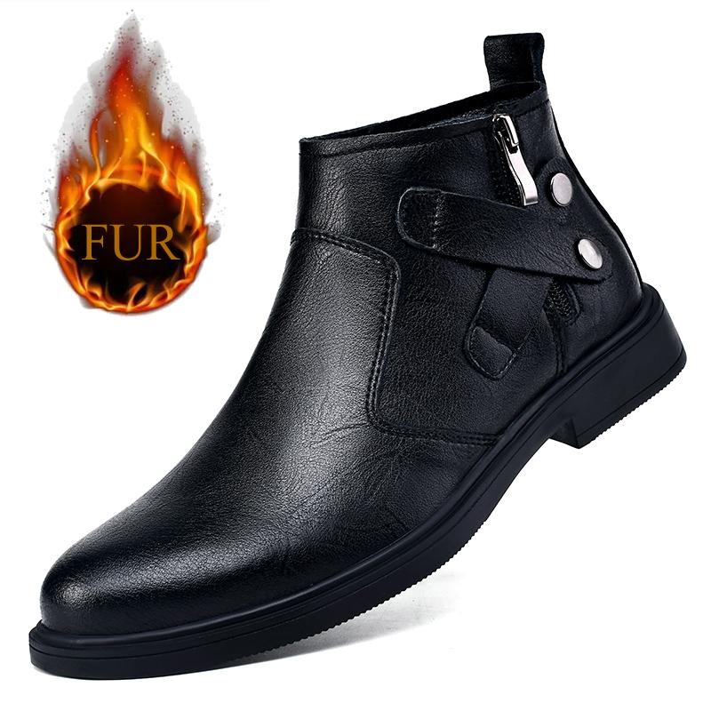 Fashion British Style New White Chelsea Mens Boots Luxury Brand Round Toe Low Heel Ankle Boots Side Zipper Business Formal Leather Boots