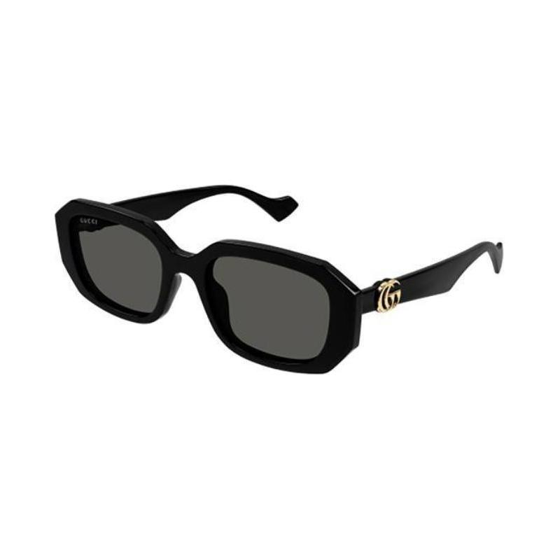 GUCCI Engraved Letters on Temples Square Sunglasses Men's Black