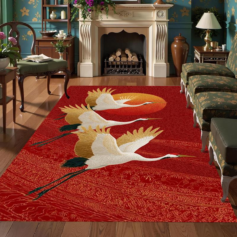 

Red Moon Japanese Cherry Tower Soft Suede Machine Decorative Pad Living Room Bedroom Corridor Mattress Area Living Room Carpet 50X80CM