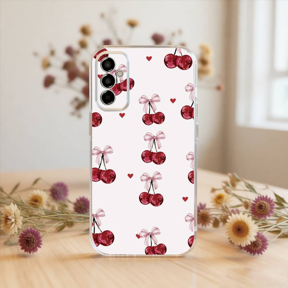 Cute cherry Phone Case Transparent Silicone Soft For SamsungA10,12,20,21S,30,31,40,50,51,52,70,71 Samsung a70