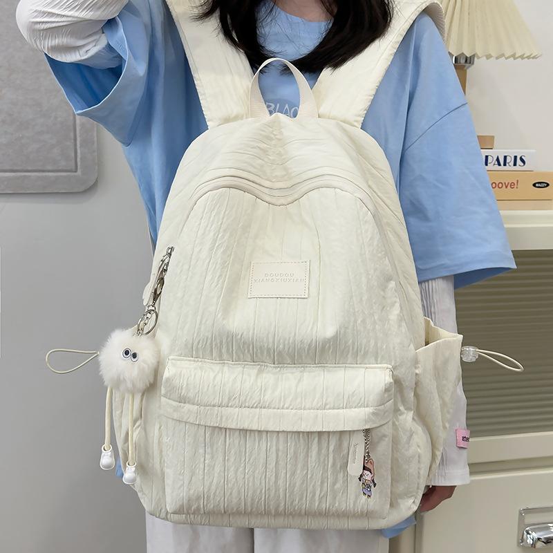 Schoolbag large capacity fashion letter backpack small fresh nylon new backpack bag female personality striped college bag
