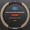 For Ford Mondeo Focus Raptor Puma Edge Explorer Ecosport Ranger F150 Kuga Car AntiSlip Carbon Fiber Leather Steering Wheel Cover UR1