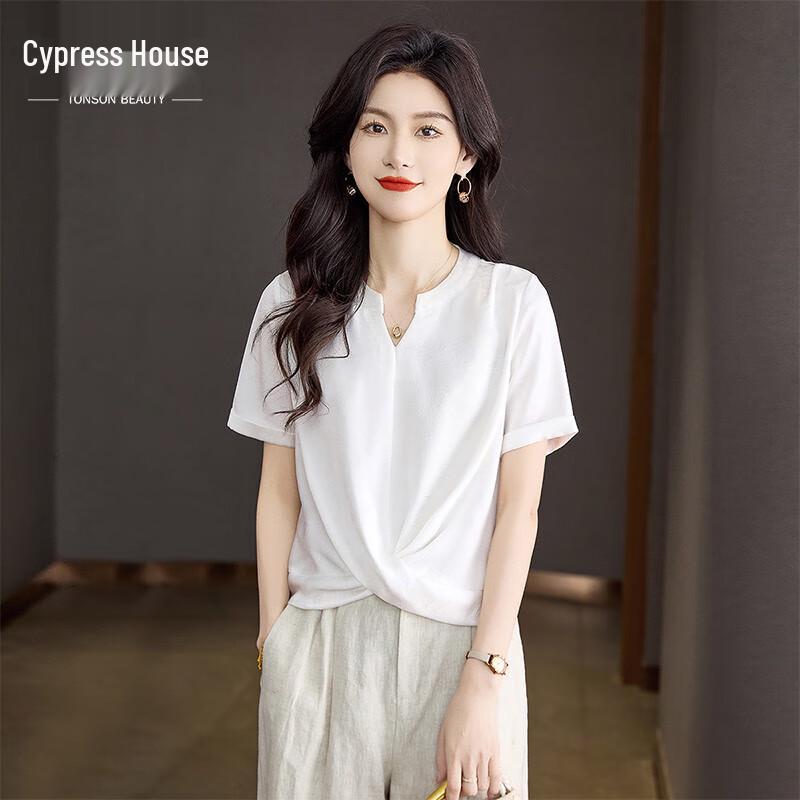 Siboshe Women s V-Neck Short-Sleeve Loose Pullover Top XL