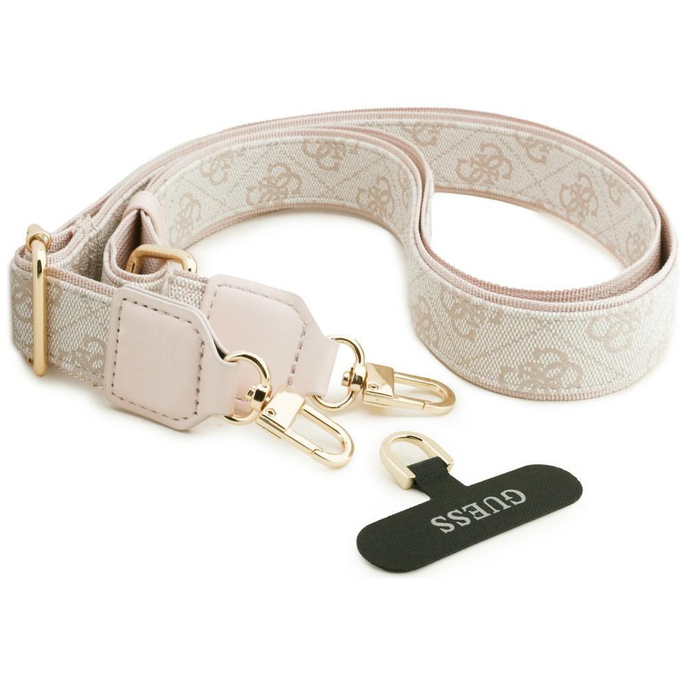 Zestaw Etui + Smycz Guess 4G Big         Rhinestone Triangle Strap Magsafe Do Samsung Galaxy S26 Różowy