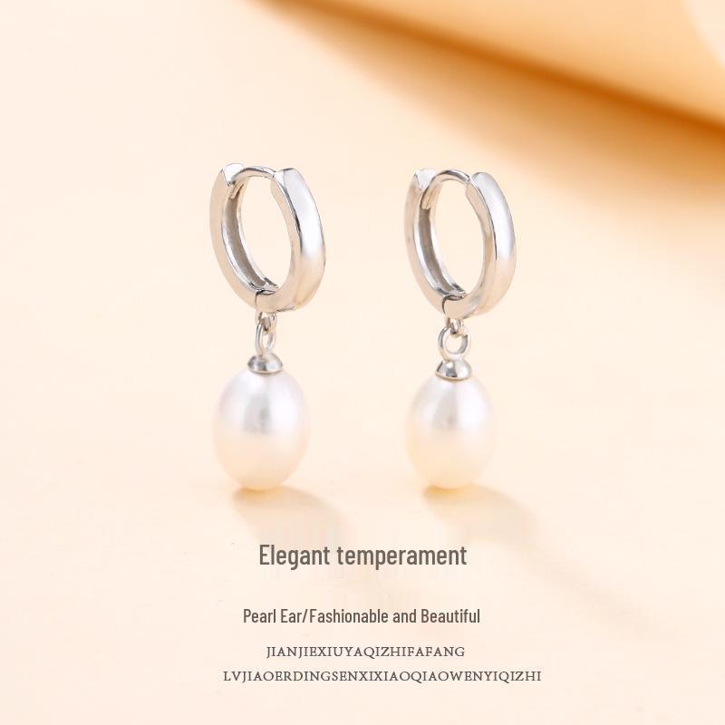 S925 Sterling Silver Pearl Stud Earrings - High-End French Dangle Earrings for Women, Perfect Christmas Gift for Girlfriends