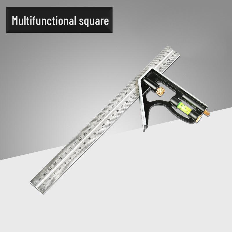 Aluminum Alloy Multifunctional Combination Square Ruler - 600mm Length, 300mm Movable Right Angle Ruler, Woodworking Angle Tool.