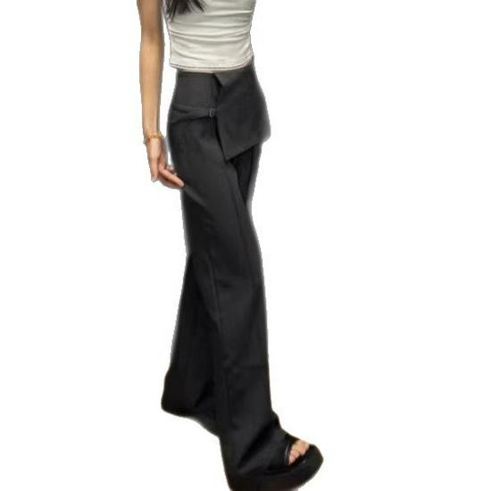 Spring Summer Women's Irregular Micro-Flare Wide-Leg Low-Waist Casual Pants