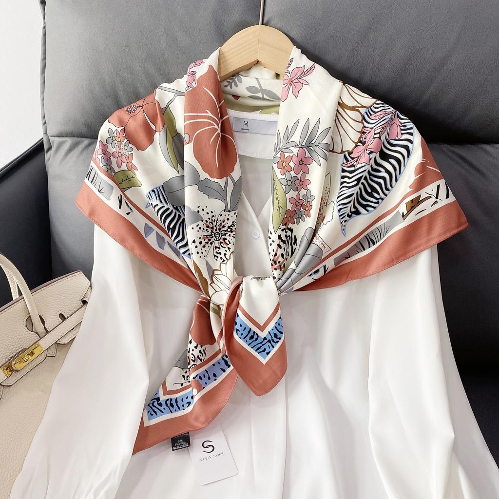 90CM Four Seasons Square Large Square Scarf Luxury Decorative Shirt Professional Headscarf Hairband Sunscreen Headscarf