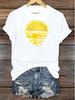 Sunset Lemon Printed Tshirt Casual Short Sleeve Round Neck Top Comfortable Daily Fashion Womens Summer Casual Clothing
