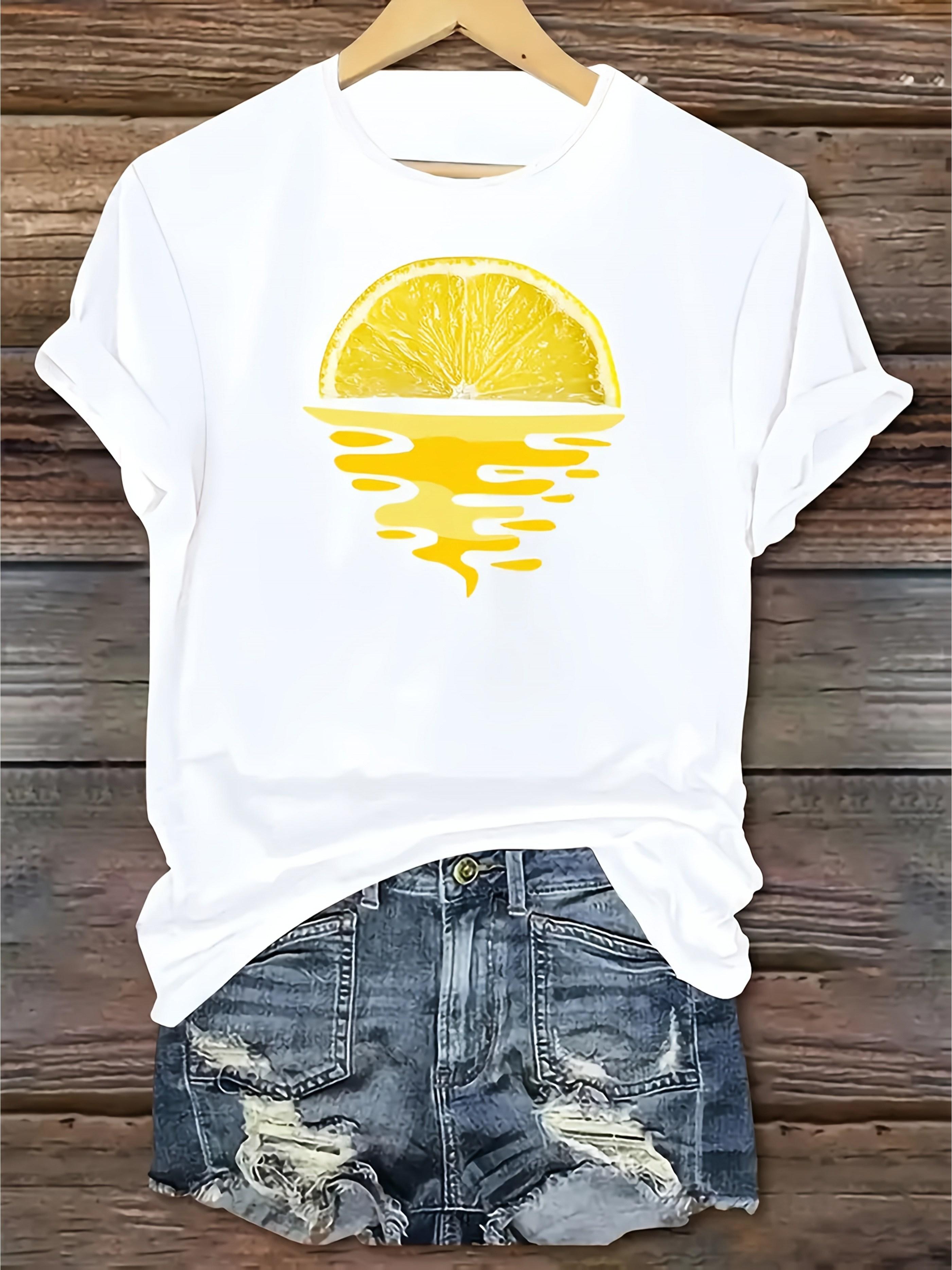 

Womens Cute Citrus Lemon Slice Lemon Tree Graphic TShirt Harajuku Sleeve Casual Clothing Street Tops Tees Aesthetic Clothes 4XL