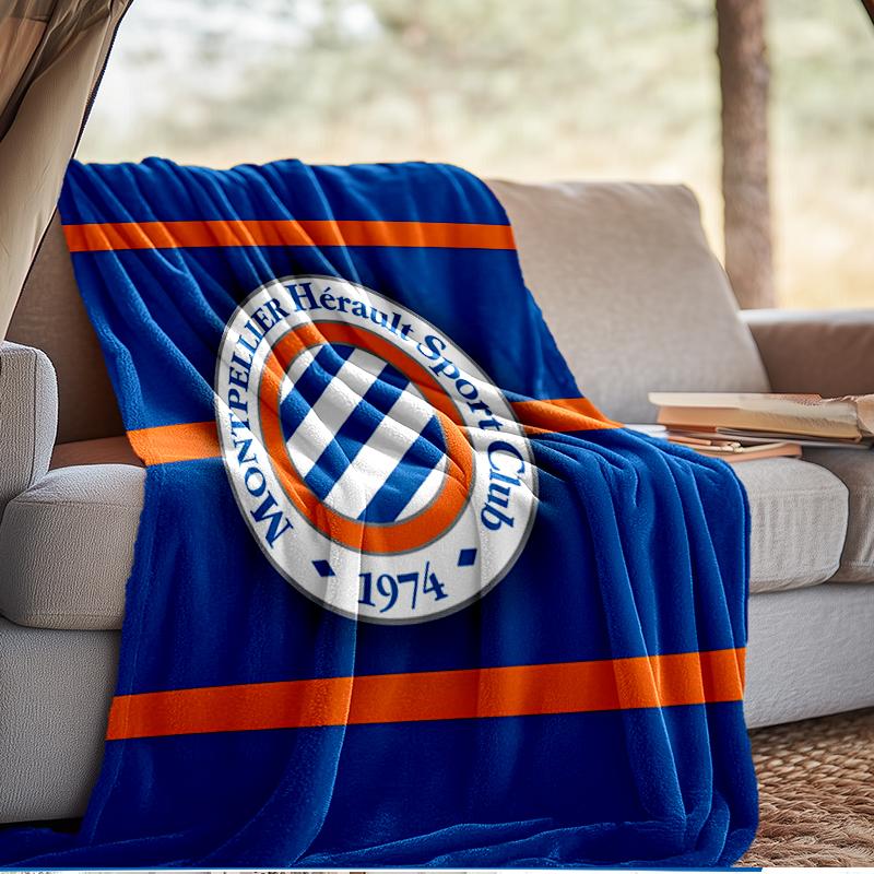 Montpellier Sc Crest Blanket Lightweight Ideal Bedding Blanket Perfect for Travel, Camping, Living Rooms, Offices, Sofas, Fan Christmas gift
