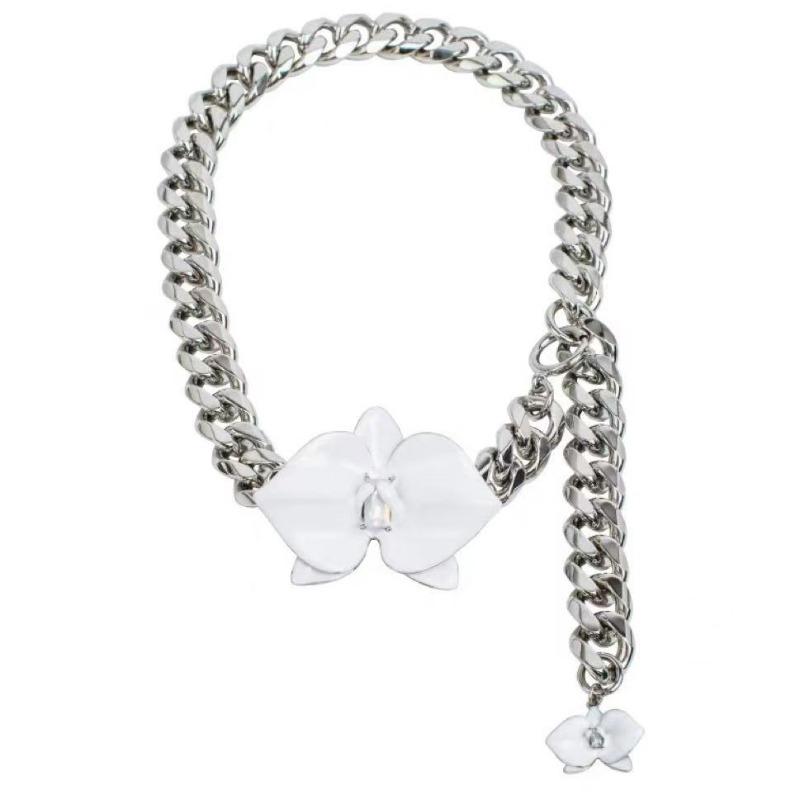 Orchid chain necklace adjustable enamel choker sweet cool statement necklace
