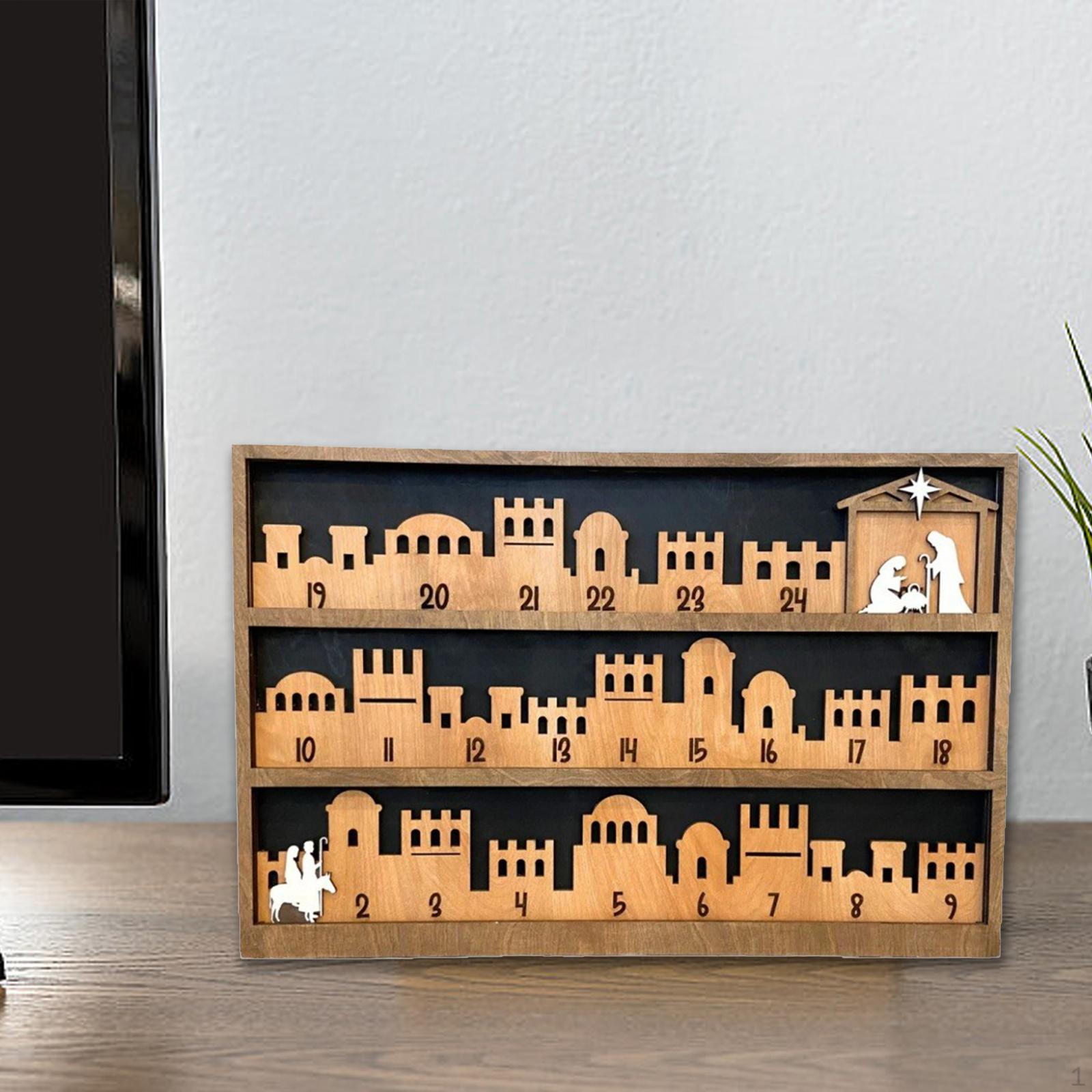 

Рождественский Адвент-календарь с изображением Христа, рождественский шкаф из дерева для праздников Style B 43X28X2CM