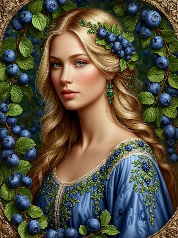 Diamond Painting New Collection Beautiful Woman and Blueberry Diy Full Square Round Drill Rhinestone Embroidery Sale Girl Mosaic Cross Stitch Kits