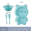 Cute Cartoon Kids' Divided Plate & Feeding Set: 4-Piece Infant Bowl, Spoon & Fork