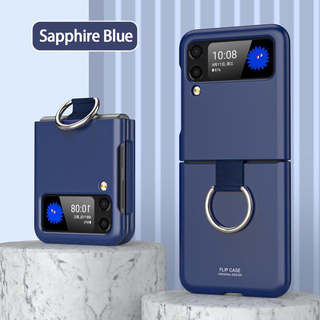 

Роскошный модный чехол-держатель на палец для Samsung Galaxy Z Flip 4 Flip4 Flip 3 5g Flip3 без отпечатков пальцев, чехлы для сотовых телефонов for Samsung Z Flip 4 темно-синий