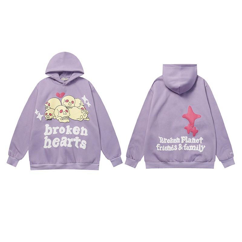 Broken Planet Graphic Print Hoodie Loose Fit Hip Hop Streetwear Teens Casual Winter Sweatshirt