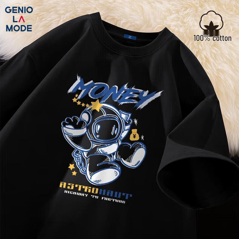 

GENIOLAMODE Men s Astronaut Print Cotton T-Shirt L