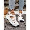 Women's Wedge Breathable Hollow Casual Sports Shoes, Thick-Soled Velcro Height-Increasing Footwear, Available In Large Sizes.