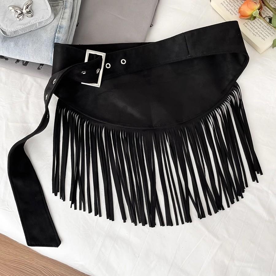 Vintage Western Leren Franje Tailleband Voor Dames Lente Zomer Straatmode