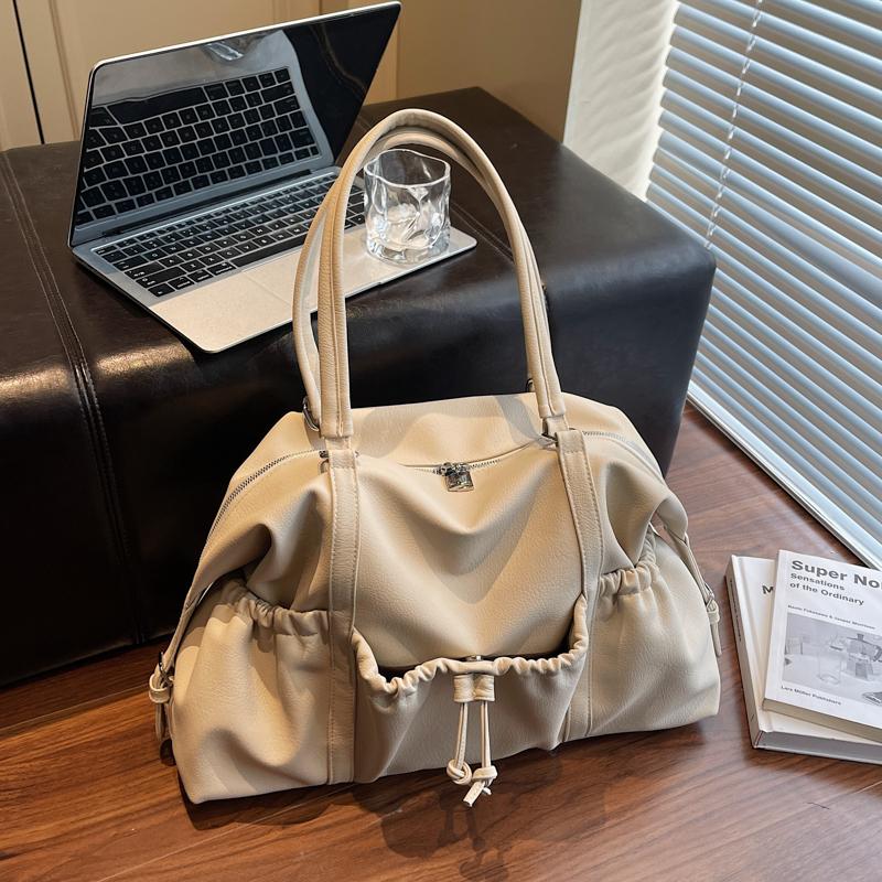 Elegant PU Tote Bag for Women – Fashionable Drawstring Bottom Design with Adjustable Shoulder Strap, Perfect for Work & Daily Use