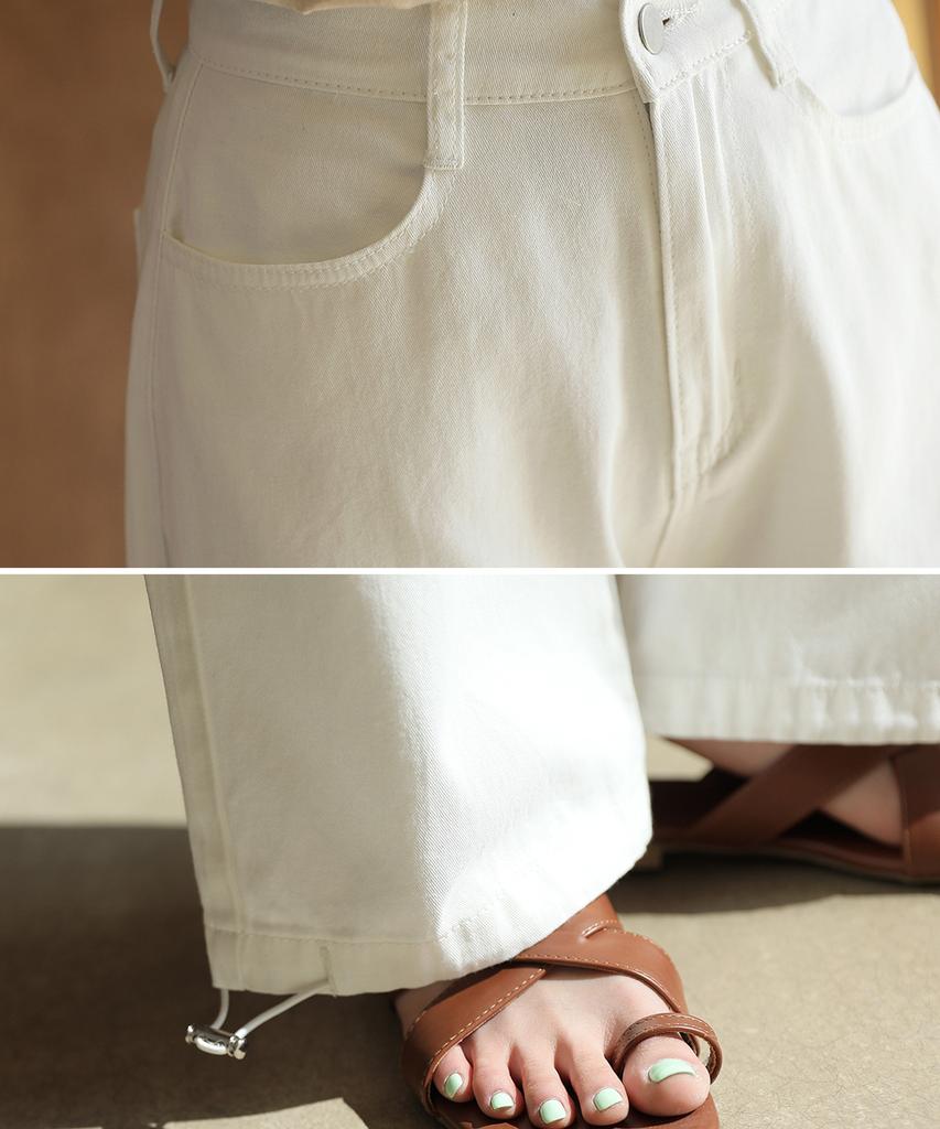 Ppaeppae Tight-Hem Jogger Long Wide Cotton Pants