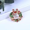 1Pc New Fashion Design Red Enamel Bell Crystal Christmas Brooch Pins Colorful Christmas Wreath