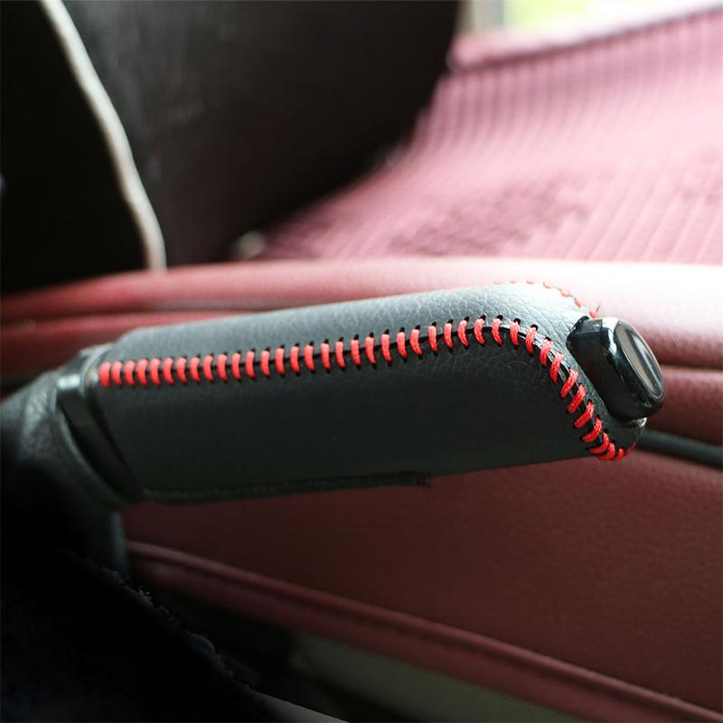My Good Car Black Leather Shift Knob Cover Gear Head Covers Hand Brake Covers for Ford Focus 3 4 MK3 LHD 2012-2017