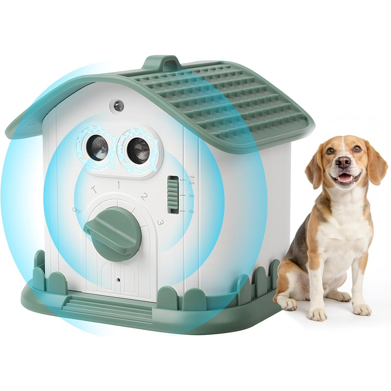 

Dog Barking Deterrent Devices,Anti Barking Device for Dogs - Rechargeable Dog House-Shaped Stop Barking Tool with 3 Ultrasonic Modes,50FT/15M Range W