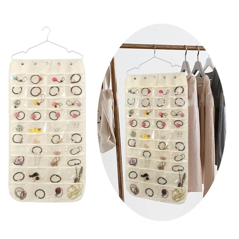 Double sided Jewelry Organizer Storage Bag Closet Rings Earring Necklace Bracelet Organizer Hanging Jewelry Holder