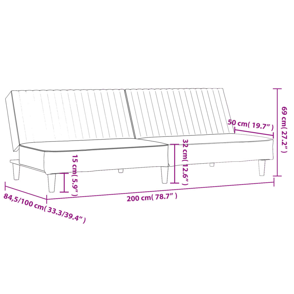 2 Seater Sofa Bed in Black Artificial Leather