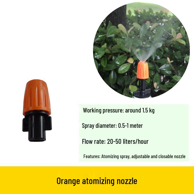Orange 3-Way Flat Mouth Micro-Spray Nozzle for Greenhouse Use