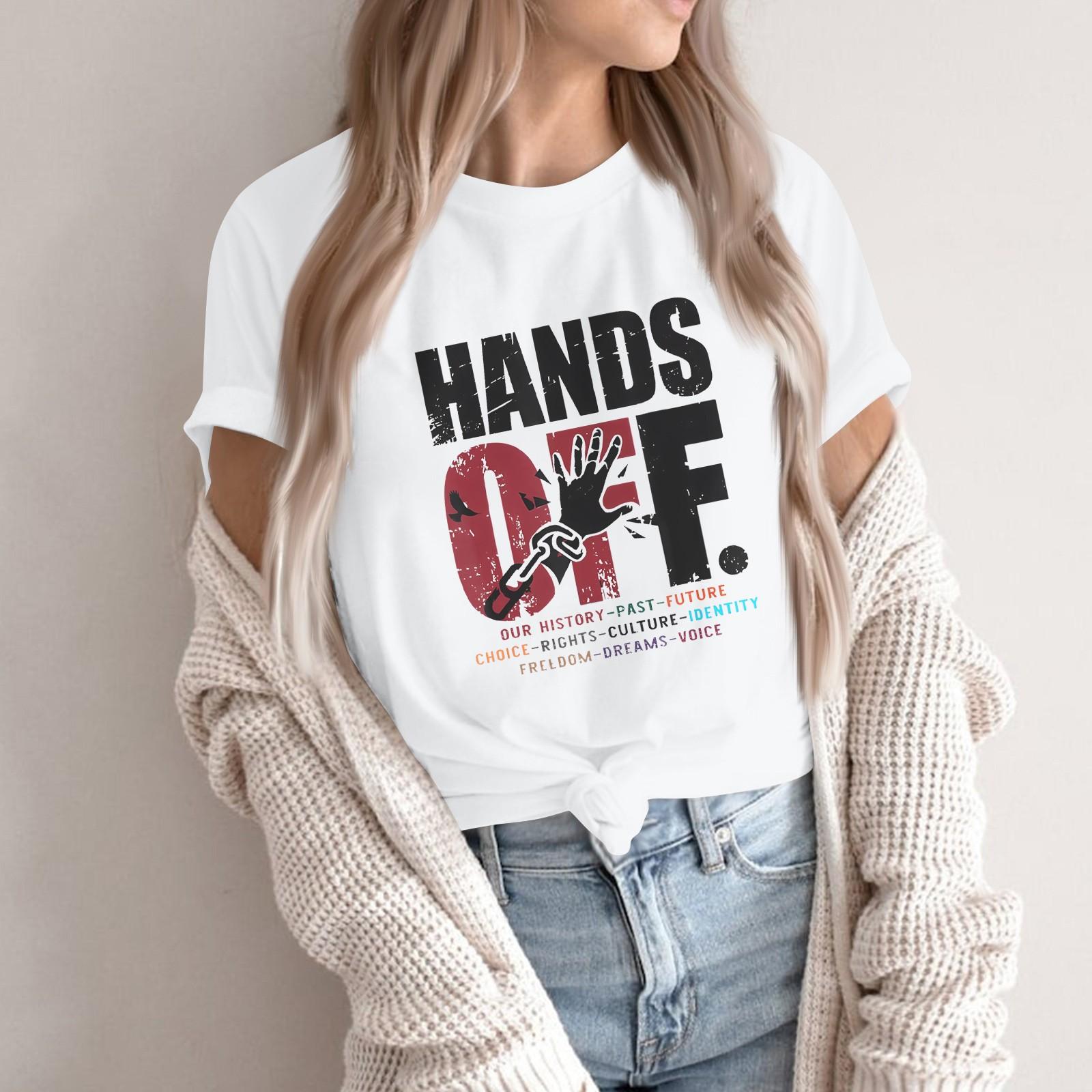 

HANDS OFF - Men And Women With The Same Casual Fashion Street Slim Short-sleeved T-shirt T-shirts Around Current Events And Politics XL білий