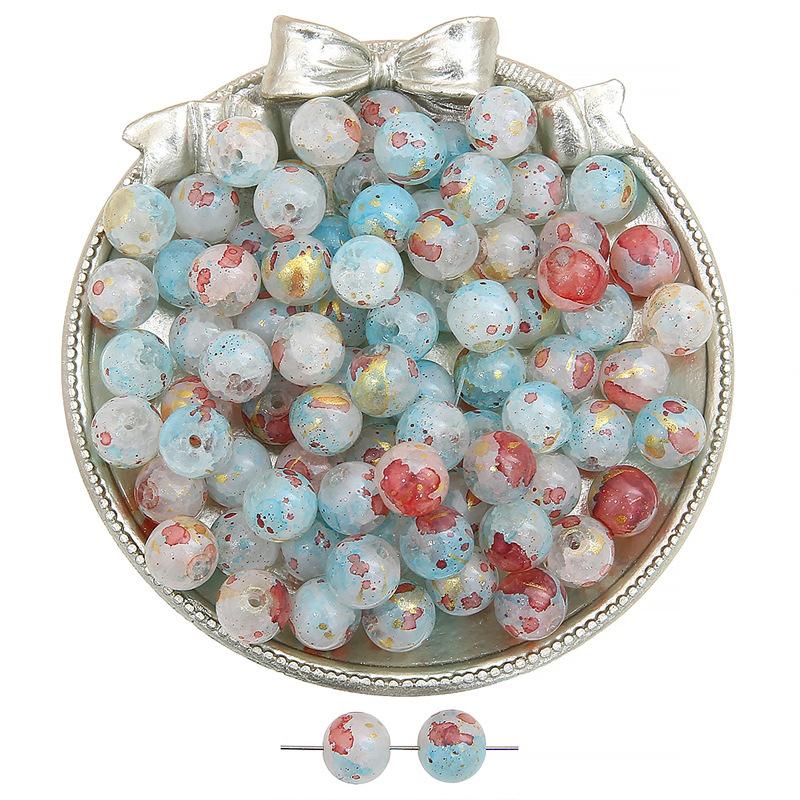 Szklany Jadeit Złamane Posypki Koraliki Vintage Okrągłe Koraliki Ręcznie Robione Diy Ręcznie Koraliki Sznurkowe Biżuteria Akcesoria Glazura Pop Luźne Koraliki Piękny Kolor