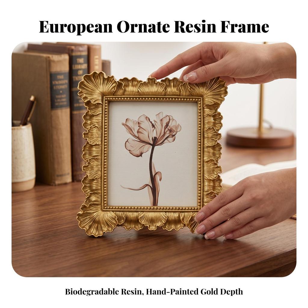 Tabletop Picture Frame Ornate Decor Elegant for Shelf