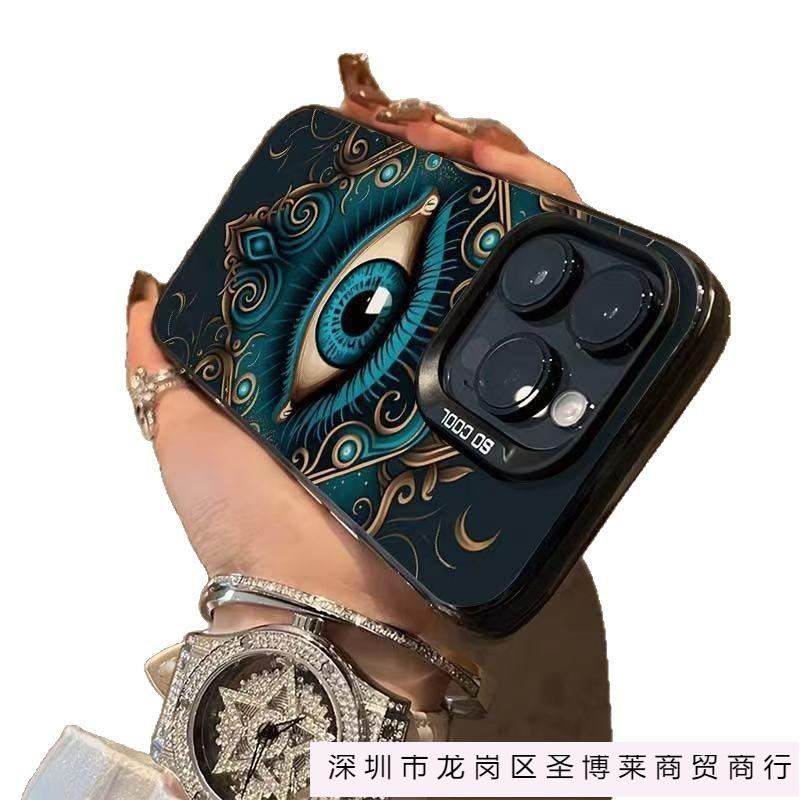 Blue eyes and big eyes Suitable for Apple 16Promax mobile phone case Personalized vitality case iPhone15/14/13 Text 12